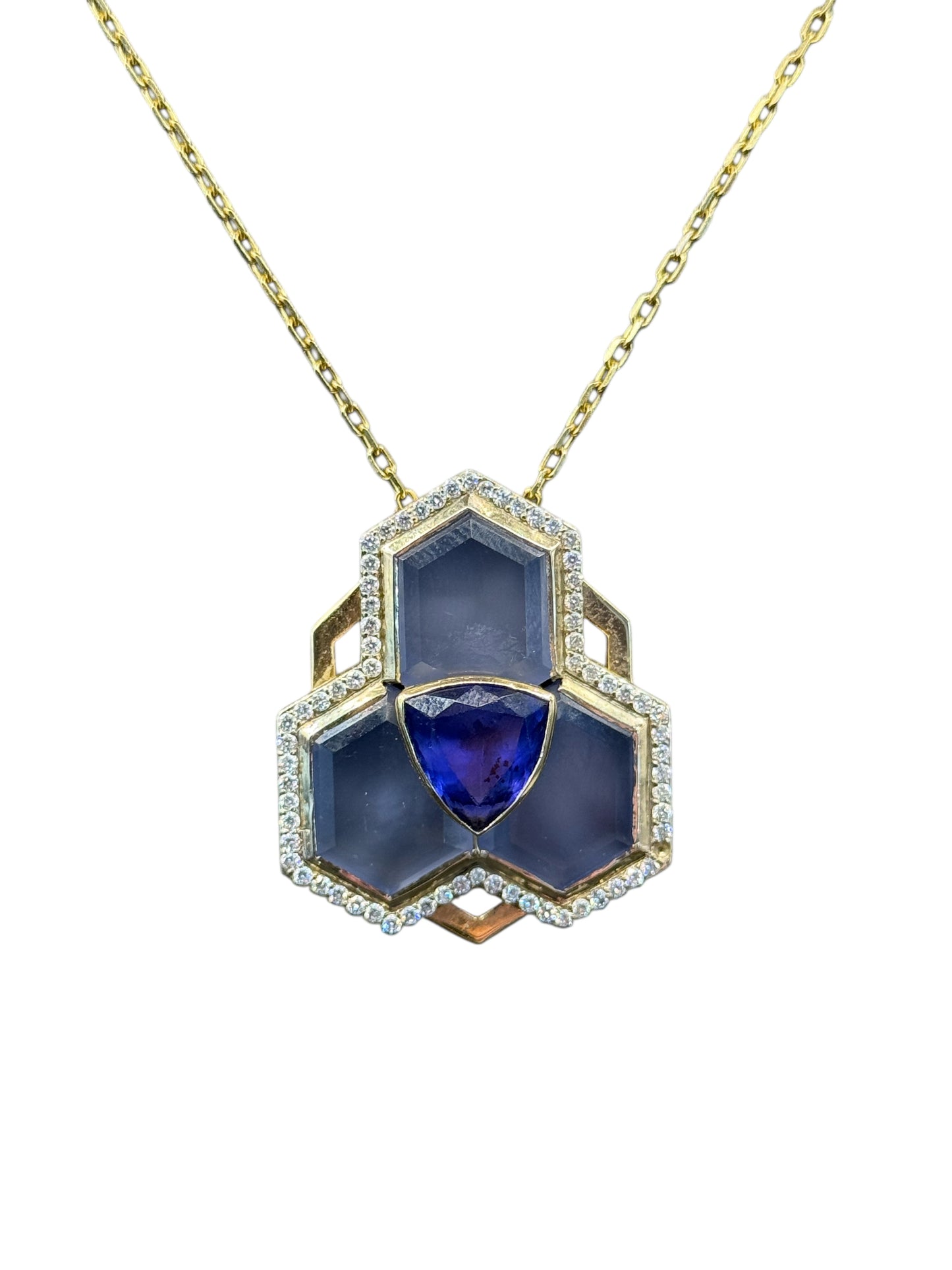 Tanzanite and chalcedony designer pendant