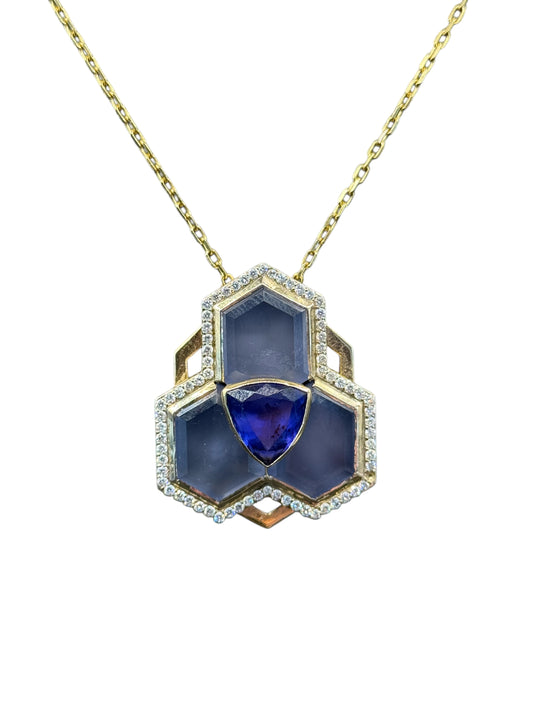 Tanzanite and chalcedony designer pendant
