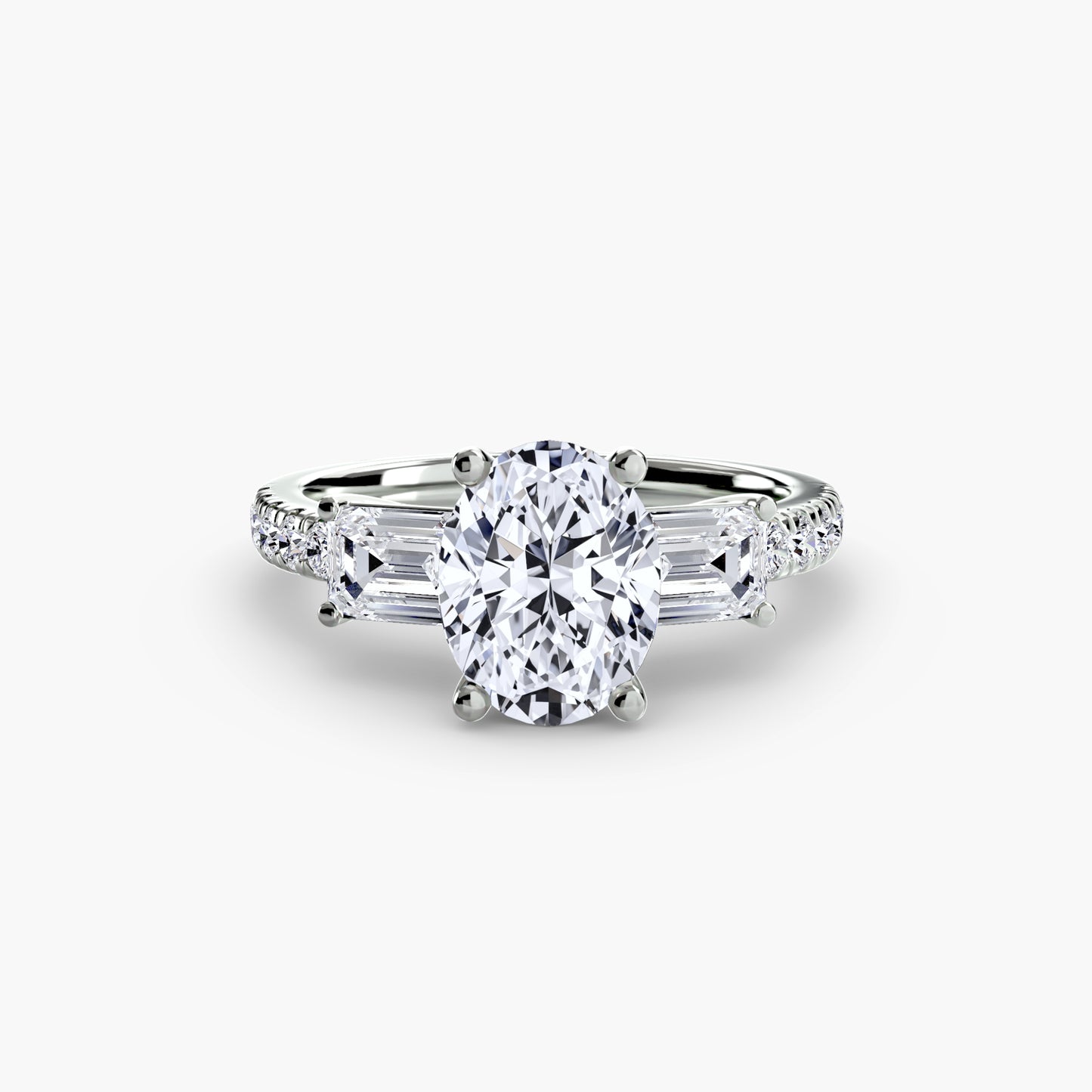 Three-Stone Ring with Pavé Band 4